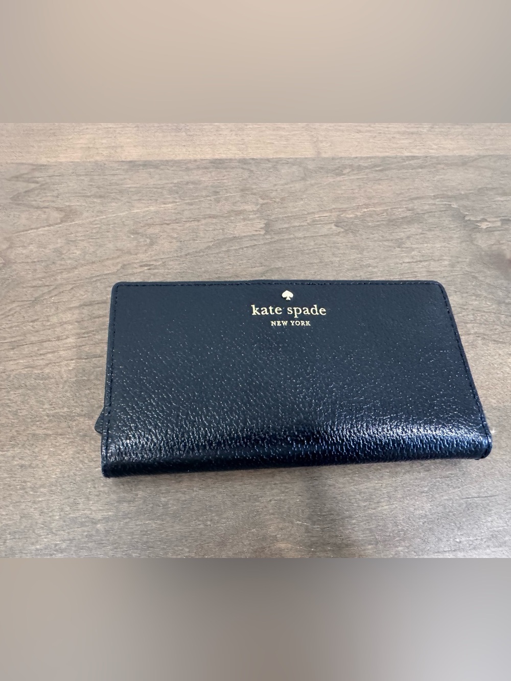 kate spade Black Textured Leather Card & Key Holder with Gold Logo